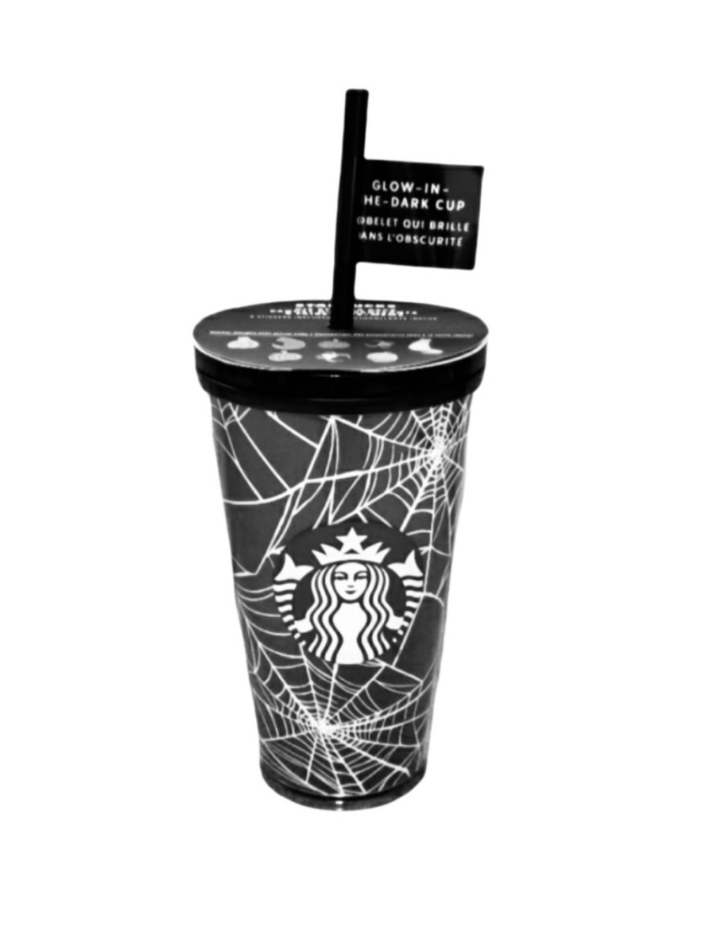 Starbucks Spider Web Glow-In-The-Dark 16 Oz Cup Tumbler with Stickers NWT 2021